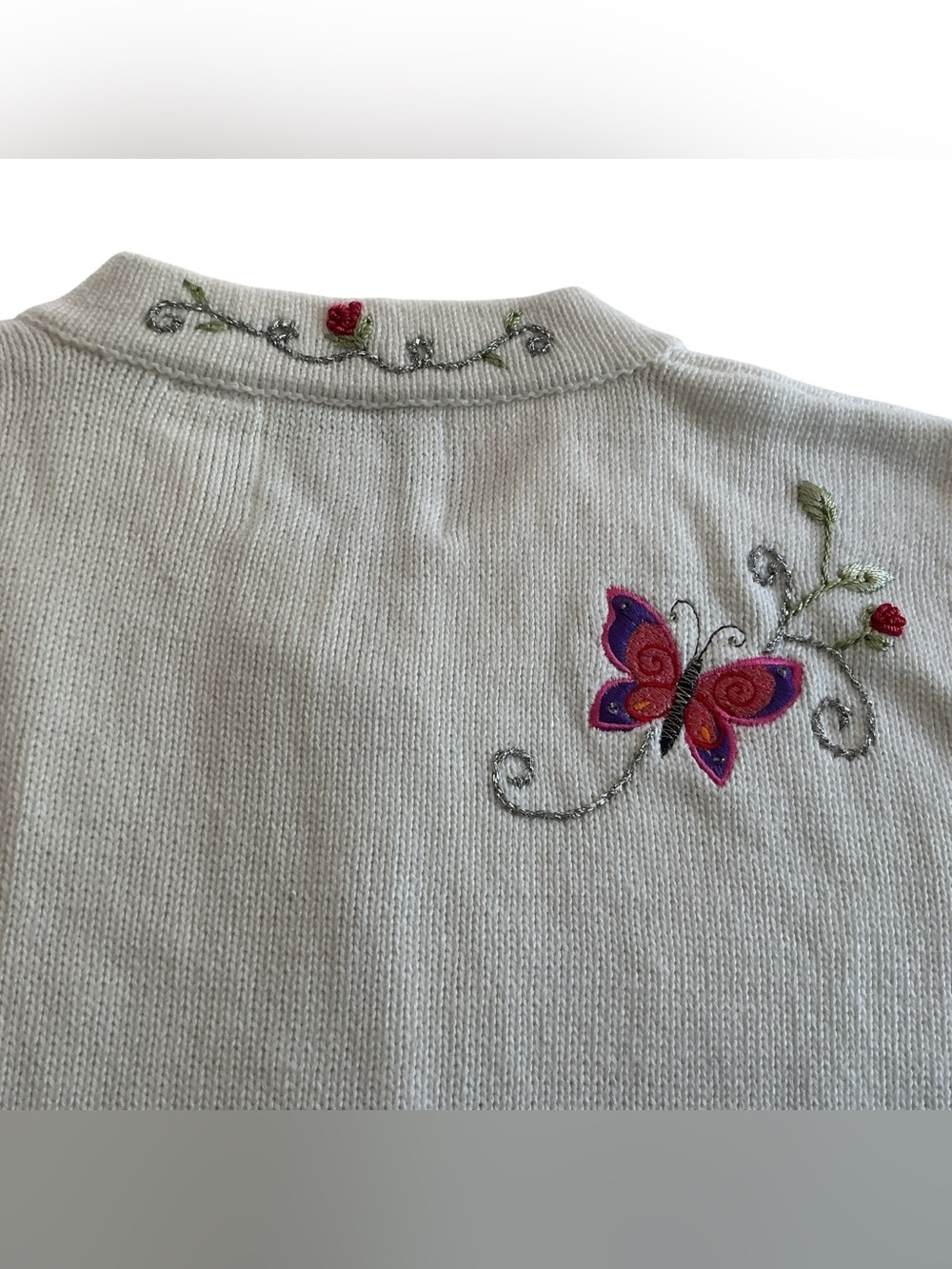 Storybook Knits Garden of Love 2pc Set Large Cream Embroidered Sweater & Tank - Picture 10 of 12